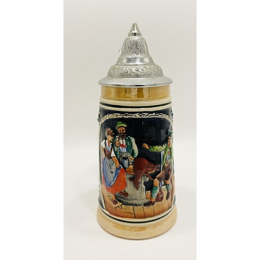 Thewalt Beer Stein Deer Hunter Pewter Lid West Germany Ich Jag Den Hirsch 7”